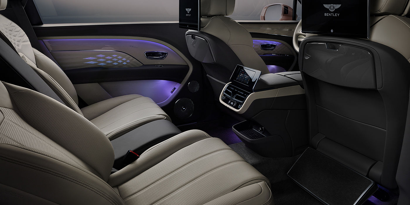 Bentley Brisbane Bentley Bentayga EWB Azure SUV rear interior with Bentley Diamond Illumination