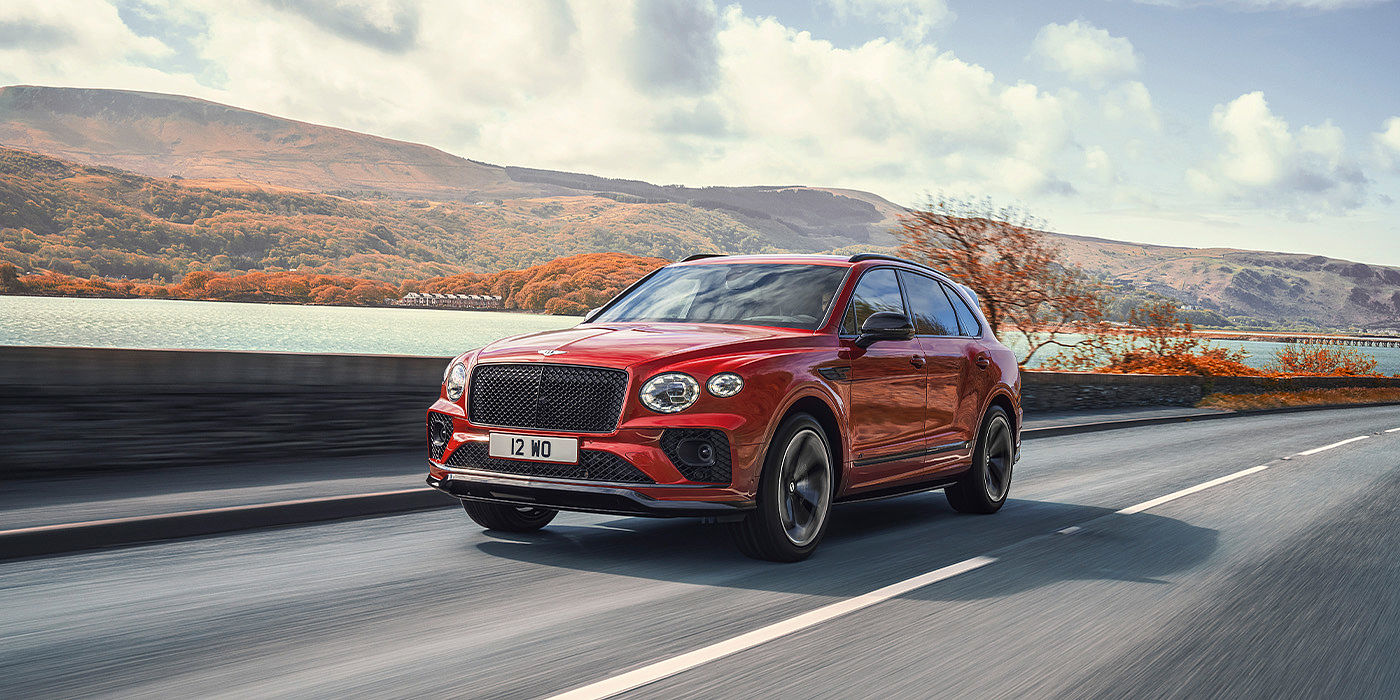 Bentley Brisbane Bentley Bentayga S SUV in Candy Red paint front 34 dynamic