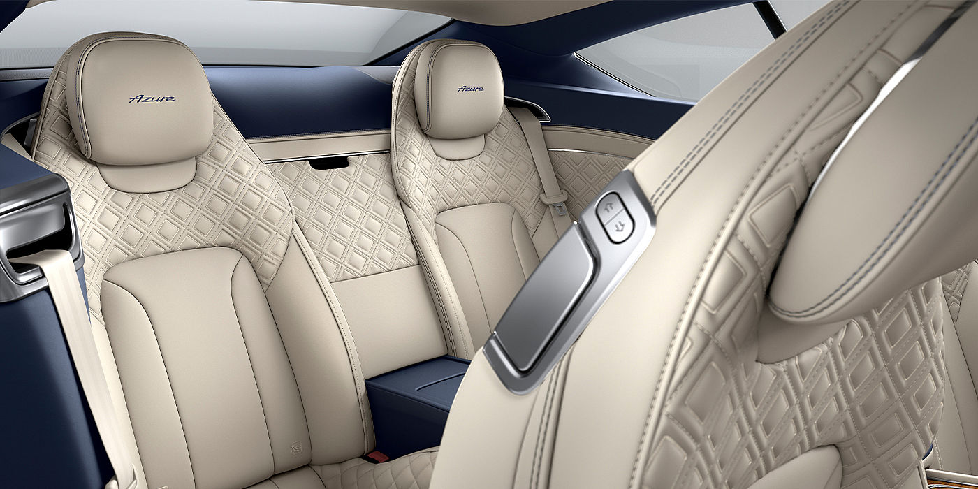 Bentley Brisbane Bentley Continental GT Azure coupe rear interior in Imperial Blue and Linen hide